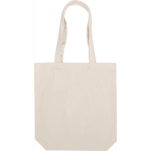 A natural canvas tote bag in a light beige colour, featuring two shoulder straps and a simple design.