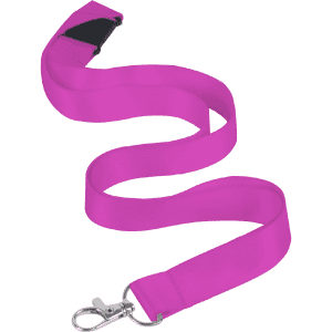 A vibrant pink nylon lanyard 15mm wide with a swivel clip, ideal for holding ID badges or keys.