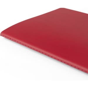 A5 thin notebook with a smooth red PU cover, featuring clean stitching along the edges and a subtle logo.