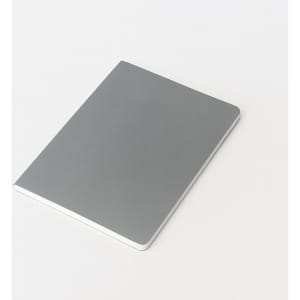 A5 thin notebook with a sleek grey PU cover and a simple design, featuring a logo on the front.