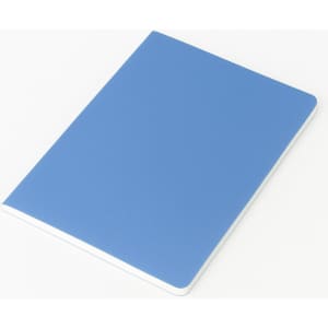 A5 thin notebook with a blue PU cover. Features a simple design and has a logo on the front.