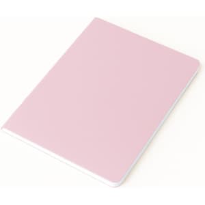 A5 thin notebook with a smooth pink PU cover, featuring a white edge and a minimalist design.