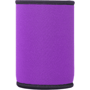 A purple neoprene stubby cooler with black trim, designed to hold drinks securely.