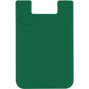 A green wavy silicone phone wallet with a subtle wave design and an opening at the top, featuring a logo.