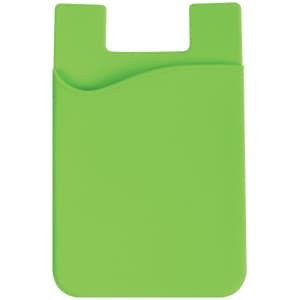 A green wavy silicone phone wallet with a cut-out design at the top. It features a smooth surface and a simple shape.