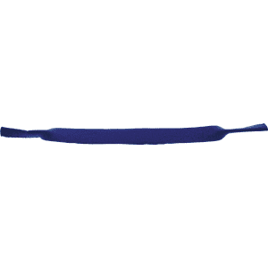 A blue sublimated sunglasses strap with an attached logo, designed for leisure and outdoor use.