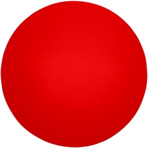 A red round stress ball with a smooth, glossy surface and no visible branding.