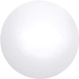 A round white stress ball, smooth and glossy in appearance, featured on a plain background.
