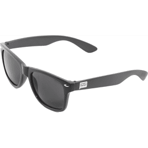 Wayferer sunglasses in black with dark lenses, featuring a logo on one arm. Ideal for leisure and outdoor activities.