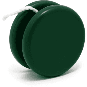 A dark green premium plastic yoyo with a white string, featuring a simple, rounded design.
