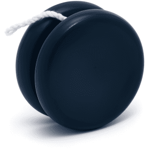 A navy blue premium plastic yoyo with a white string attached. It has a smooth, round design.
