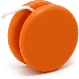 An orange premium plastic yo-yo with a white string, featuring a smooth, glossy finish.