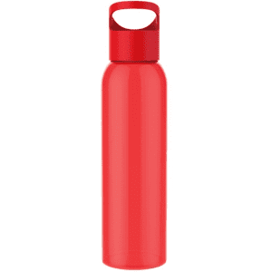 A drink bottle in a sleek, bright red design featuring a handle for easy carrying and a minimalist style.