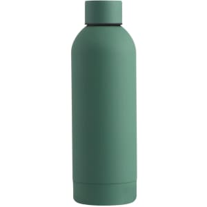A drink bottle in matte green with a sleek, minimalist design and a visible logo.