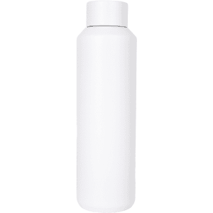 A drink bottle in a sleek white colour, featuring a simple design and a standard screw top.
