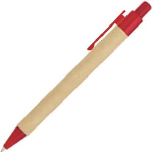 Aquila pen with a natural kraft barrel and red accents, featuring a logo on the barrel.
