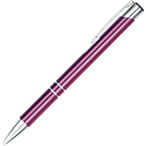 Auzon pen in a vibrant purple hue with silver accents and a clip, featuring a sleek metal design.