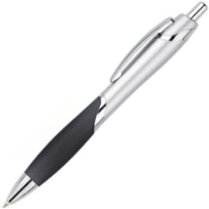 A silver and black Circinus pen with a chrome clip and grip, featuring a branding logo on the barrel.