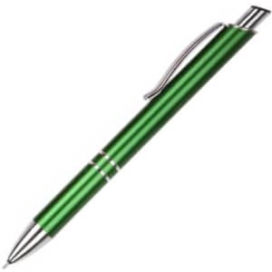 A green Columba pen with a silver clip and accents, featuring a sleek, metallic design.