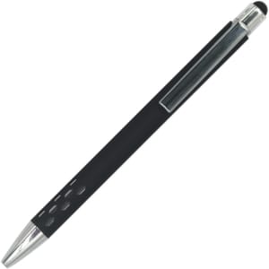 A black Gatling aluminium pen with a silver clip and a stylus tip. It features a textured grip for added comfort.