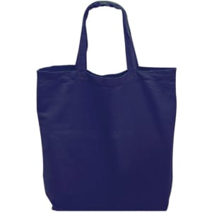 A navy blue tote bag with two handles, featuring a simple design and no visible logos.