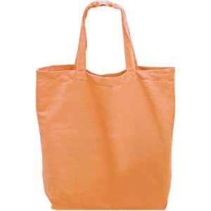 An orange tote bag with two shoulder straps and an open top. It has a simple design and no visible branding.
