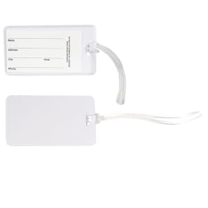A clear Monte Carlo luggage tag featuring spaces for name, address, city, state, and phone number.