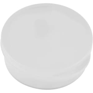 A white container with a smooth, rounded lid, suitable for storage or packaging.