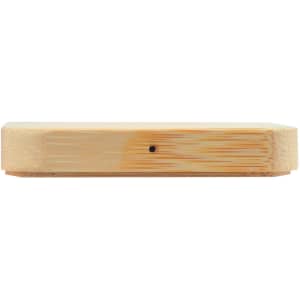 A bamboo wireless charger with a minimalist design and a smooth, natural finish. It features a small logo.