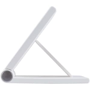 A wireless charger in a sleek, triangular design, featuring a smooth white finish.