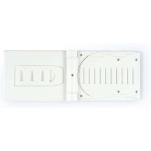 A wireless charger with a sleek, white design featuring a magnetic connector and a textured slot for device placement.