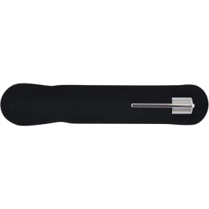A sleek silver Gemini Pen resting on a black velvet tray. The pen features a minimalist design with a polished finish.