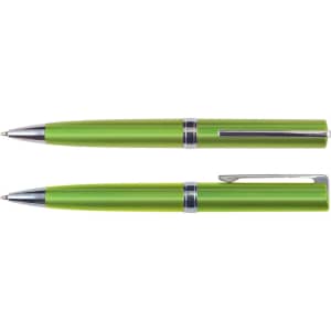 A metallic pen set featuring two green pens with silver accents.