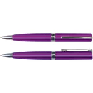 A metallic pen in a vibrant purple color with silver accents and a clip. Two pens are displayed side by side.