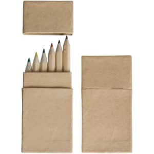 A Monet Pencil Set featuring six coloured pencils in a sleek, eco-friendly packaging.