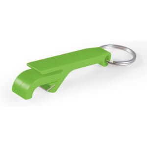 A green Nitro Keytag featuring a keyring attachment and a built-in bottle opener.