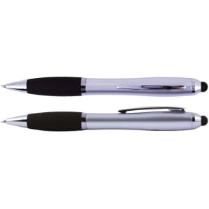 A set of two Santa Fe Pen / Stylus products, featuring a sleek silver design with black grips and stylus tips.