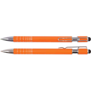 An orange Helix Pen / Stylus with a smooth finish and silver accents, featuring both a pen and a stylus tip.