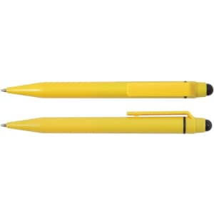 A yellow Chameleon Pen / Stylus, featuring a pen tip on one end and a stylus tip on the other, positioned side by side.