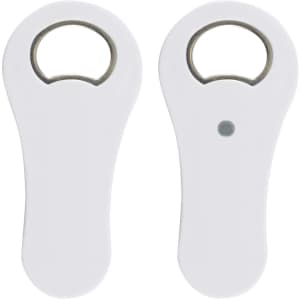 A drink bottle opener in a sleek white design, featuring a round opening for caps and a smooth ergonomic handle.