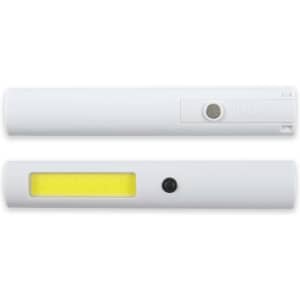 A white Blaze Torch with a cylindrical shape and a yellow light panel. It has a button for operation.