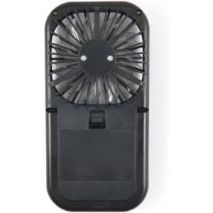 A portable Sirocco Fan with a black casing and a compact design.