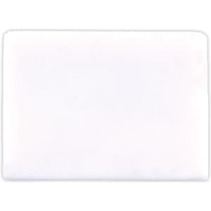 A white eraser designed for writing, with a rectangular shape and smooth surface.
