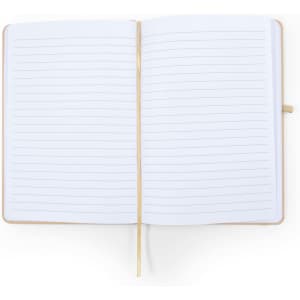 A blank A5 Natura Notebook featuring lined pages and a ribbon bookmark, designed for office and business use.