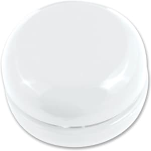 A clear plastic yo-yo with a smooth surface and rounded edges.