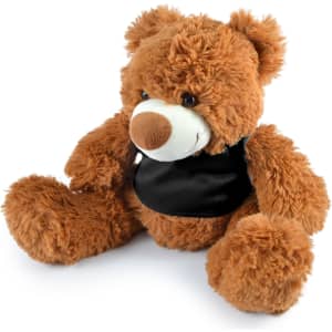 A plush teddy bear named Coco Plush Teddy Bear, featuring soft, fluffy fur and a black vest.