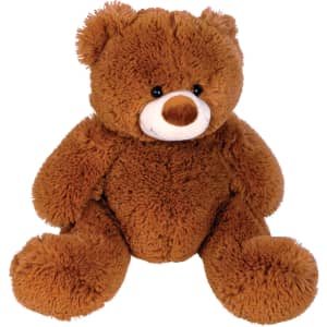 A plush teddy bear in a warm brown color, featuring a friendly face and soft, fuzzy texture.
