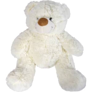 A plush teddy bear named Coconut, featuring a soft white exterior and a brown nose, perfect for cuddling.