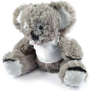A plush koala toy named Korporate Koala featuring soft fur and a light-colored shirt.
