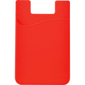 A red phone wallet with a textured design and a cut-out section at the top for easy access.
